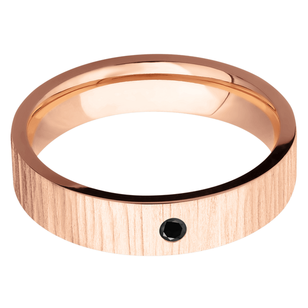 14K Rose Gold Men's Ring with Black Diamond Narrow Rings Men's Wedding Band