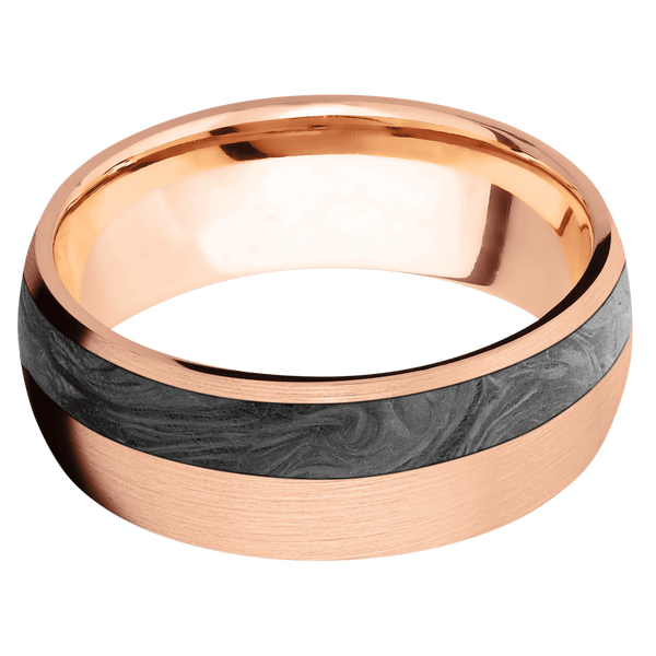 14K Rose Gold Men's Ring with Carbon Fiber Carbon Fiber Men's Wedding Band