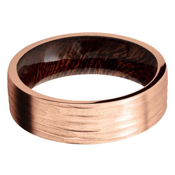 14K Rose Gold Men's Ring with Sapele Wood Wood Men's Wedding Band
