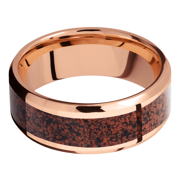 14K Rose Gold Men's Ring with Dinosaur Bone Dinosaur Bone Men's Wedding Band