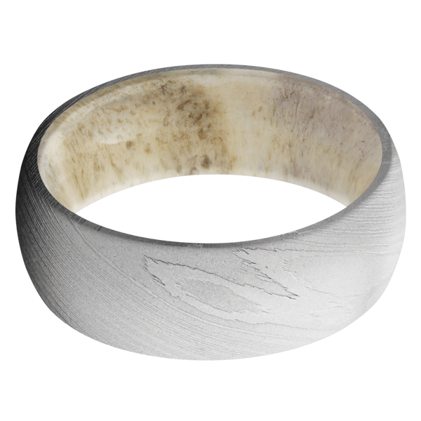 Damascus Steel Men's Ring with Antler Damascus Steel Men's Wedding Band