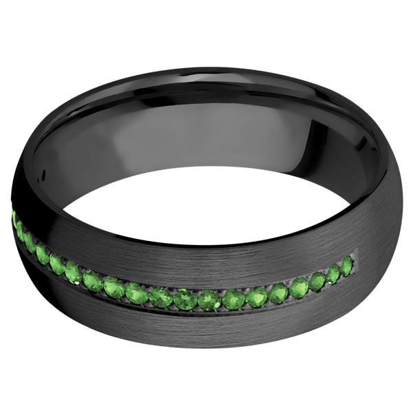 Black Zirconium Men's Ring with Green Diamond All Rings Men's Wedding Band