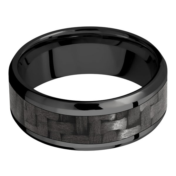 Black Zirconium Men's Ring with Carbon Fiber Carbon Fiber Men's Wedding Band