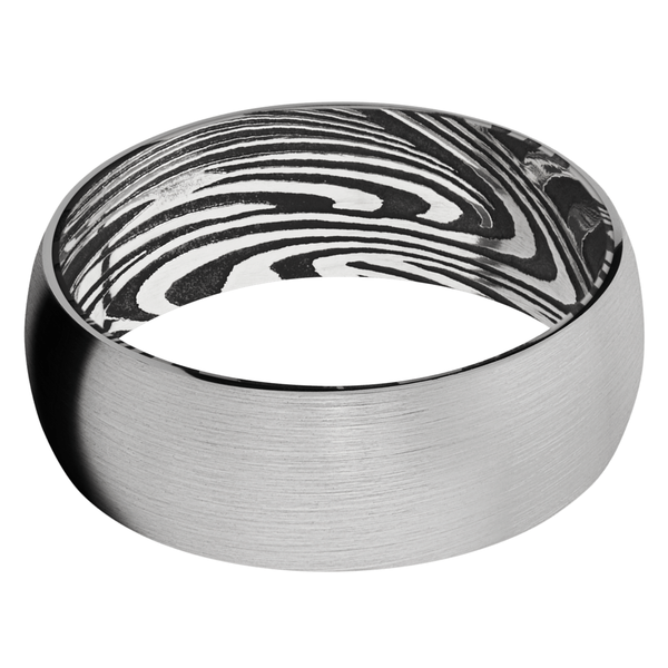 Titanium Men's Ring with Sunset Damascus Steel Sleeve Damascus Steel Men's Wedding Band
