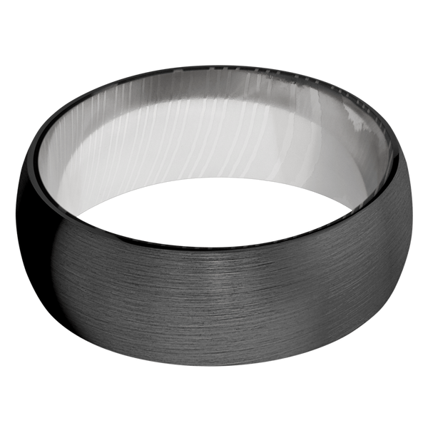 Black Zirconium Men's Ring with Damascus Steel Damascus Steel Men's Wedding Band