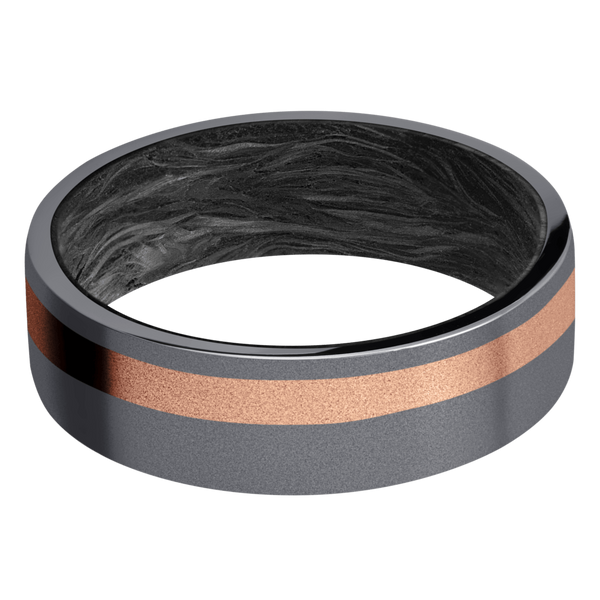 Tantalum Men's Ring with 14K Rose Gold and Carbon Fiber Carbon Fiber Men's Wedding Band