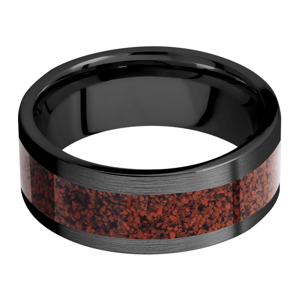 Black Zirconium Men's Ring with Dinosaur Bone