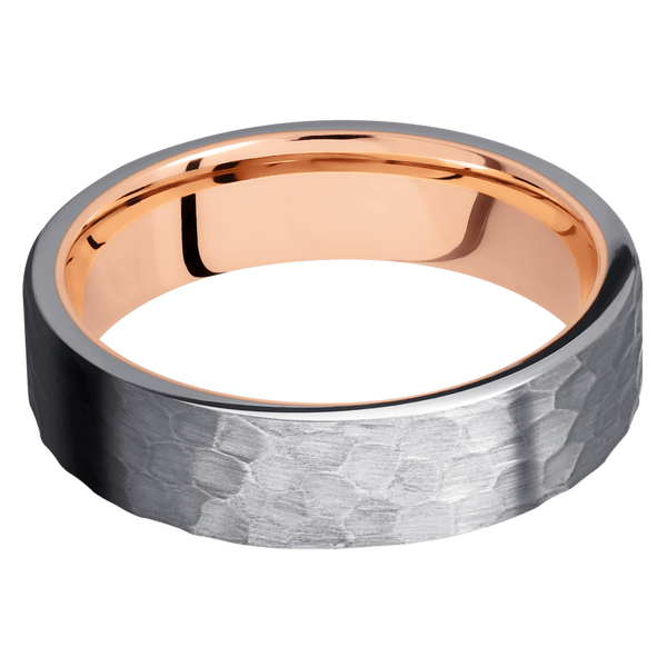 Tantalum Men's Ring with 14K Rose Gold Narrow Rings Men's Wedding Band