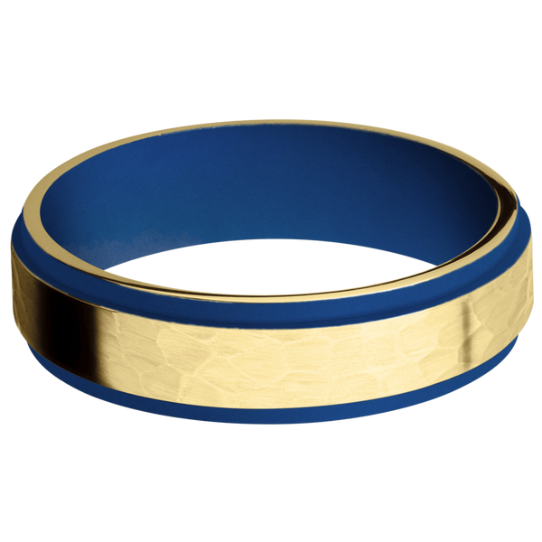 14K Yellow Gold Men's Ring with Cerakote Narrow Rings Men's Wedding Band