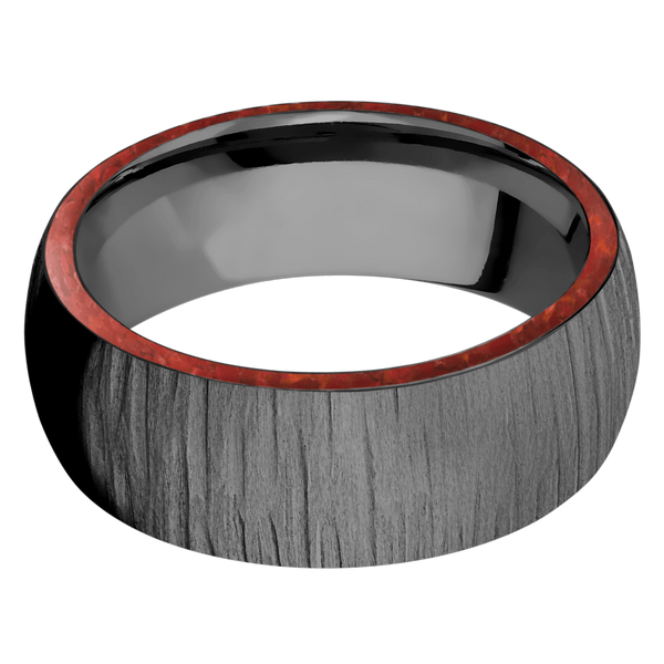 Black Zirconium Men's Ring with Coral