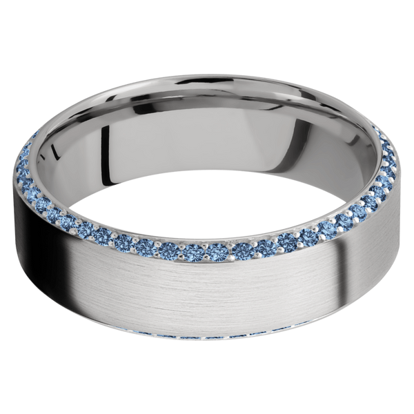 14K White Gold Men's Ring with Denim Sapphire 14K Gold Men's Wedding Band