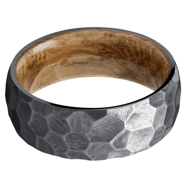 Tantalum Men's Ring with Whiskey Barrel Wood Wood Men's Wedding Band