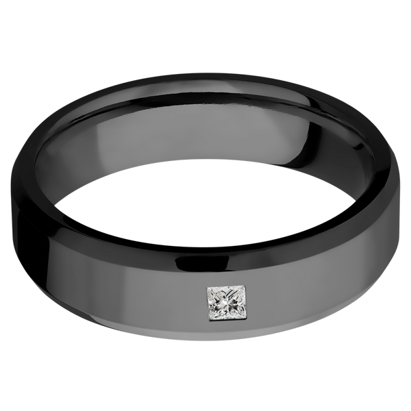 Black Zirconium Men's Ring with Diamond Narrow Rings Men's Wedding Band