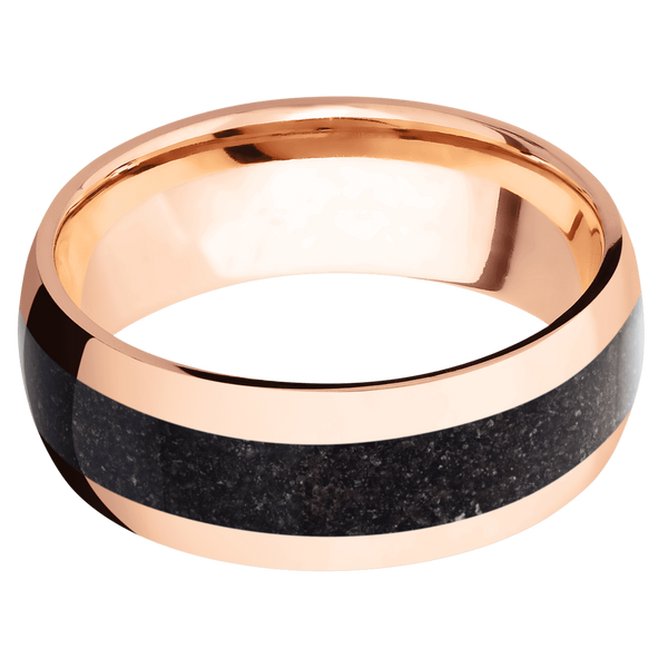14K Rose Gold Men's Ring with Dinosaur Bone Dinosaur Bone Men's Wedding Band