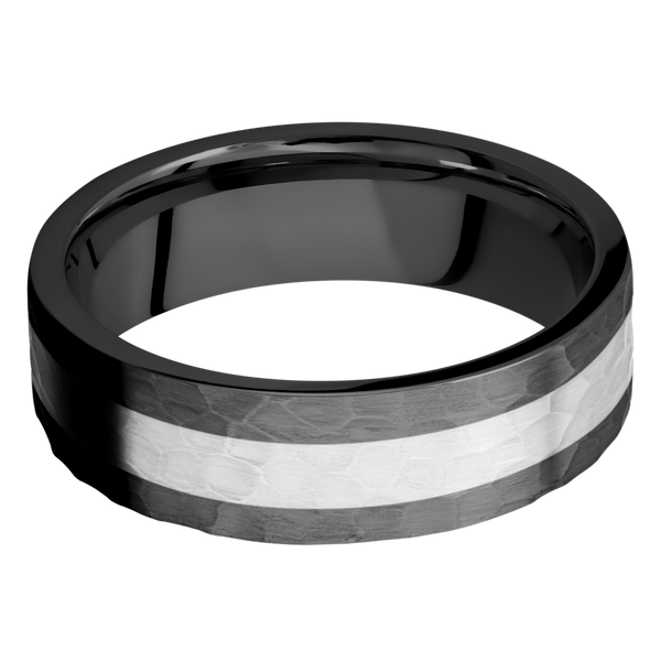 Black Zircnoium Men's Ring with Palladium Silver Black Zirconium Men's Wedding Band