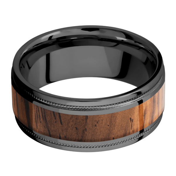 Black Zirconium Men's Ring with Cocobolo Wood Wood Men's Wedding Band