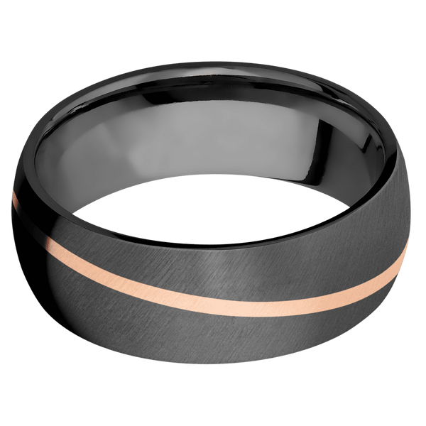 Black Zirconium Men's Ring with 14K Rose Gold 14K Gold Men's Wedding Band