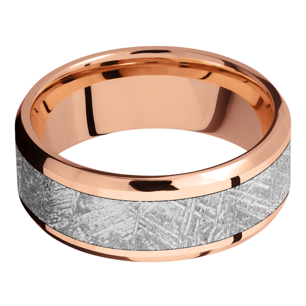 14K Rose Gold Men's Ring with Meteorite 14K Gold Men's Wedding Band