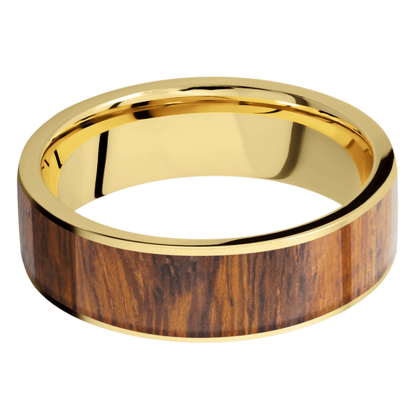 14K Yellow Gold Men's Ring with Desert Ironwood 14K Gold Men's Wedding Band