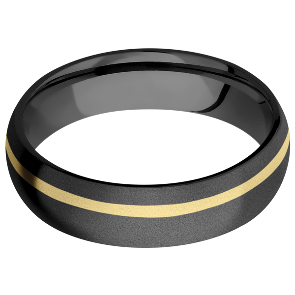 Black Zirconium Men's Ring with 14K Yellow Gold Narrow Rings Men's Wedding Band