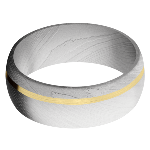 Damascus Steel Men's Ring with 14K Yellow Gold Damascus Steel Men's Wedding Band