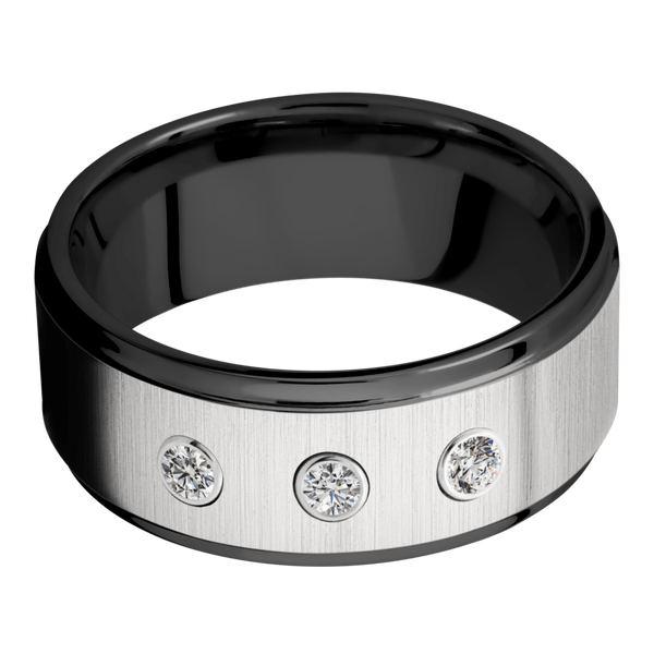 Black Zirconium Men's Ring with Lab Diamond All Rings Men's Wedding Band