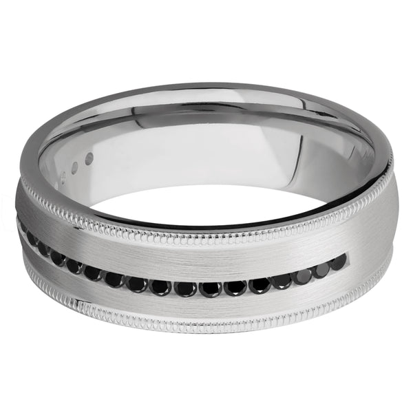 Titanium Men's Ring with Black Diamond Titanium Men's Wedding Band