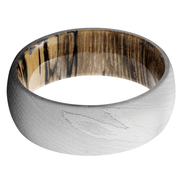 Damascus Steel Men's Ring with Spalted Tamarind Wood Damascus Steel Men's Wedding Band