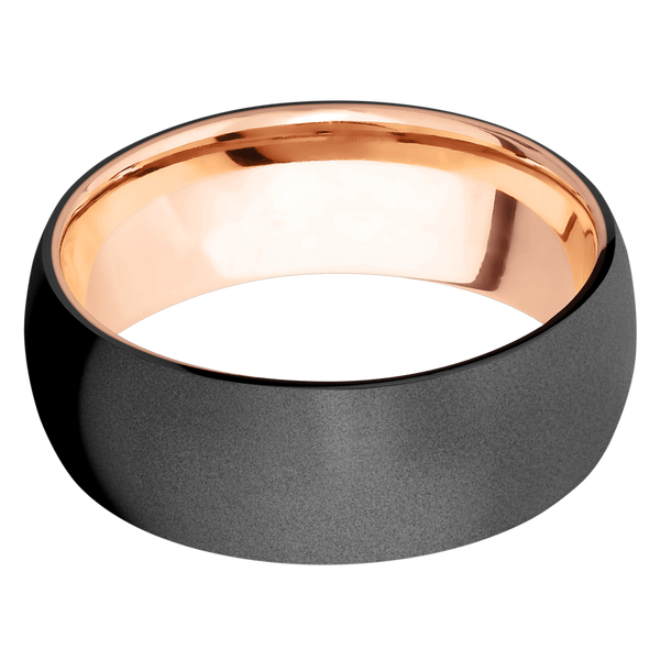 Black Zirconium Men's Ring with 14K Rose Gold Sleeve 14K Gold Men's Wedding Band