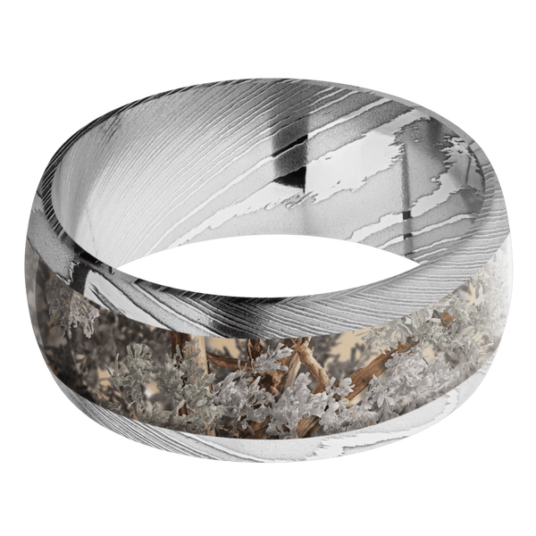 Damascus Steel Men's Ring with Kings Camo Damascus Steel Men's Wedding Band