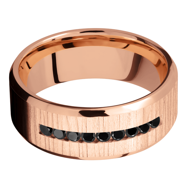 14K Rose Gold Men's Ring with Black Diamond 14K Gold Men's Wedding Band