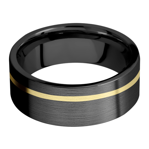 Black Zirconium Men's Ring with 14K Yellow Gold 14K Gold Men's Wedding Band