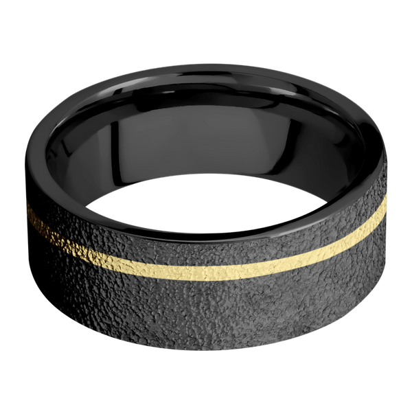 Black Zirconium Men's Ring with 14K Yellow Gold 14K Gold Men's Wedding Band