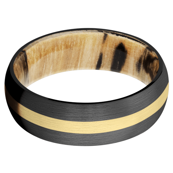 Black Zirconium Men's Ring with 14K Yellow Gold and Spalted Tamarind 14K Gold Men's Wedding Band