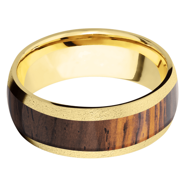 14K Yellow Gold Men's Ring with Cocobolo Wood Men's Wedding Band