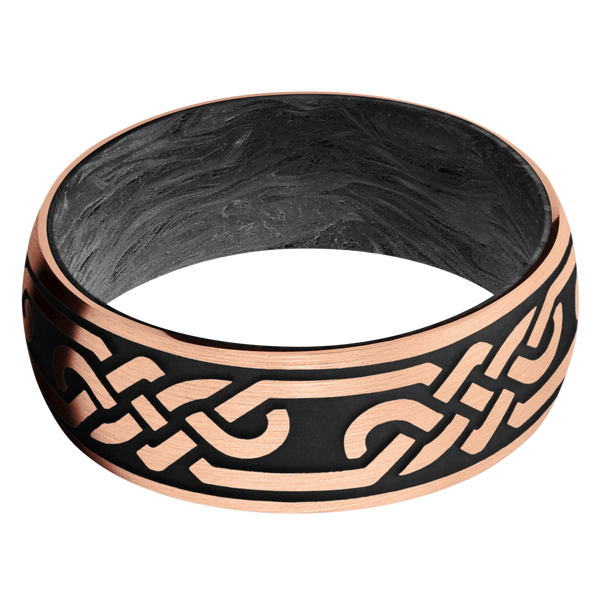 14K Rose Gold Celtic Men's Ring with Carbon Fiber Carbon Fiber Men's Wedding Band