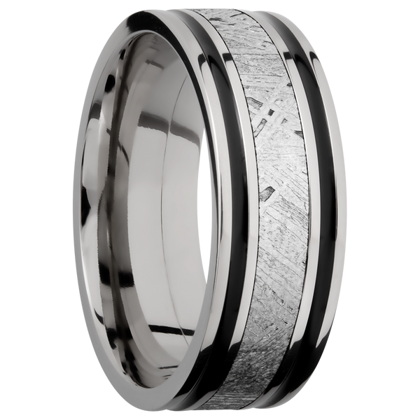 Titanium Men's Ring with Gibeon Meteorite and Cerakote Meteorite Men's Wedding Band
