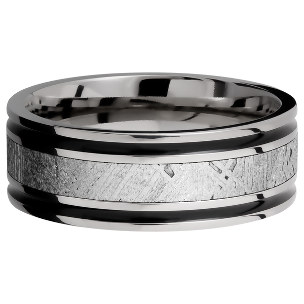 Titanium Men's Ring with Gibeon Meteorite and Cerakote Meteorite Men's Wedding Band