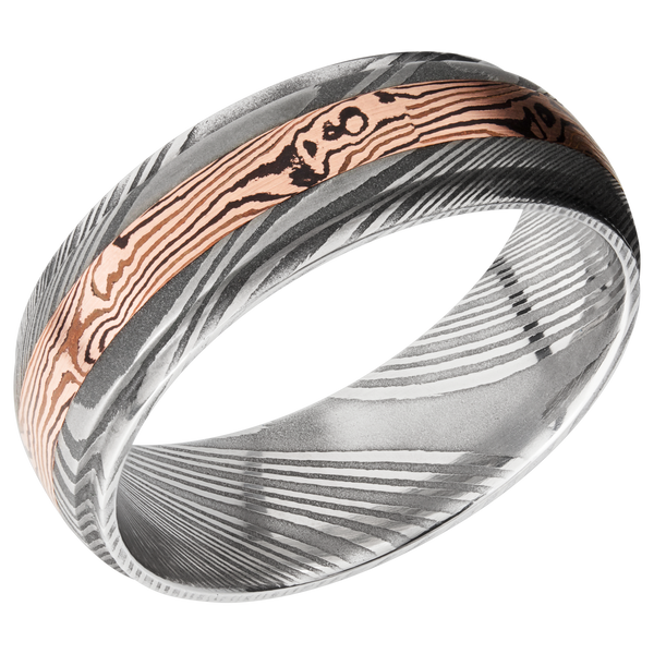 Damascus Steel Men's Ring with Mokume Damascus Steel Men's Wedding Band