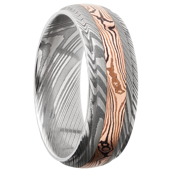Damascus Steel Men's Ring with Mokume Damascus Steel Men's Wedding Band