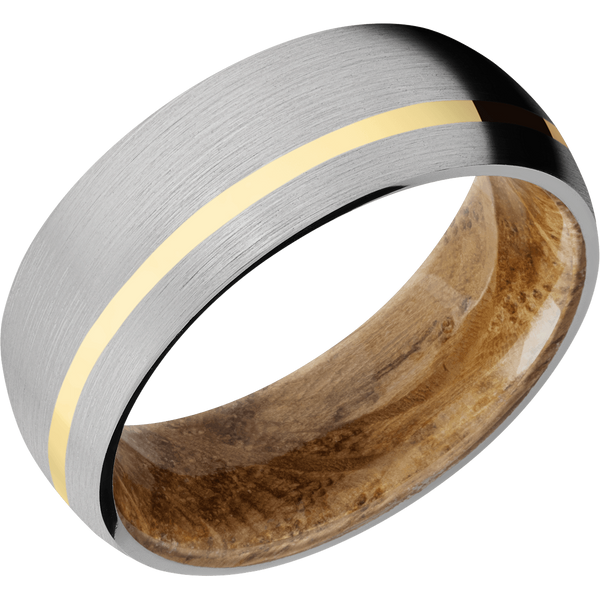 Titanium Men's Ring with 14K Yellow Gold and Whiskey Barrel Wood Wood Men's Wedding Band