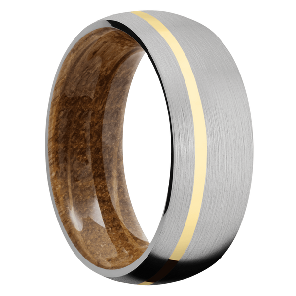 Titanium Men's Ring with 14K Yellow Gold and Whiskey Barrel Wood Wood Men's Wedding Band