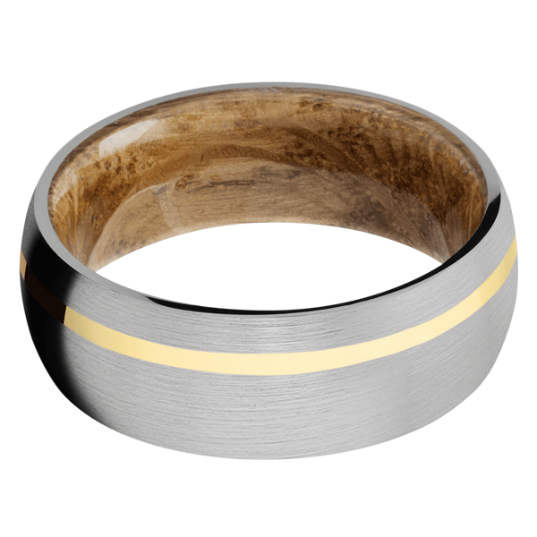 Titanium Men's Ring with 14K Yellow Gold and Whiskey Barrel Wood Wood Men's Wedding Band