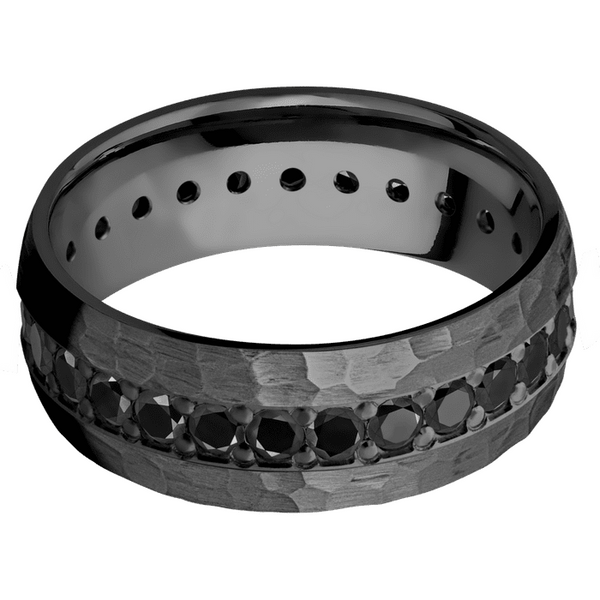 Black Zirconium Men's Ring with Black Diamond Black Zirconium Men's Wedding Band