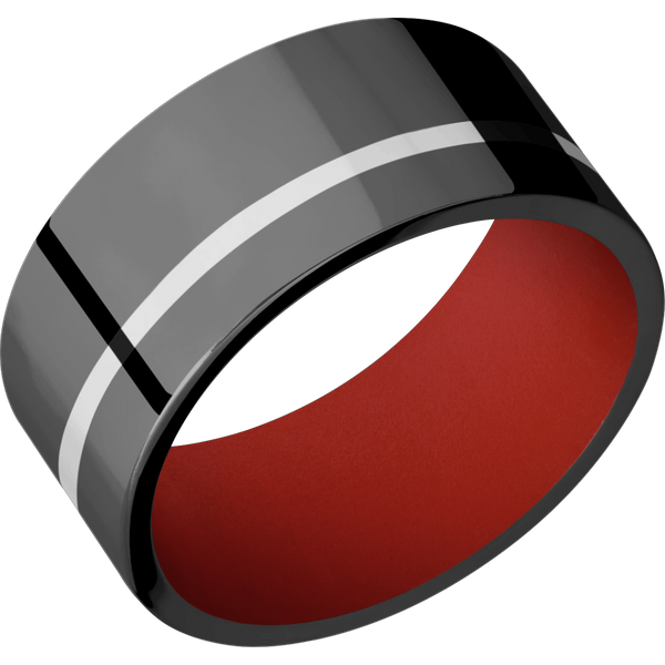 Black Zirconium Men's Ring with 14K White Gold and Cerakote 14K Gold Men's Wedding Band