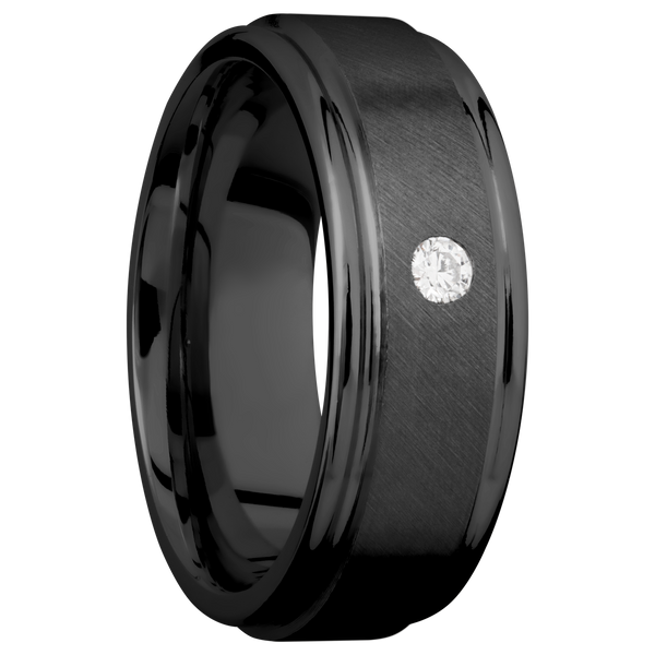 Black Zirconium Men's Ring with Diamond Black Zirconium Men's Wedding Band