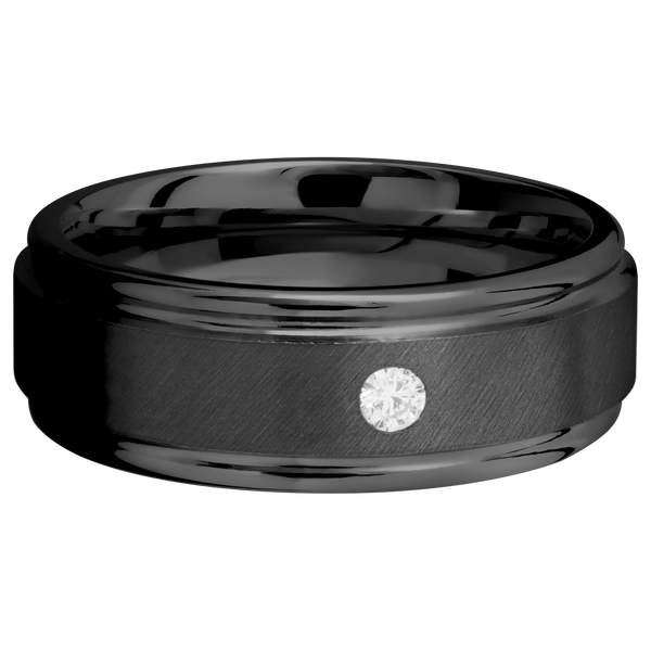 Black Zirconium Men's Ring with Diamond Black Zirconium Men's Wedding Band