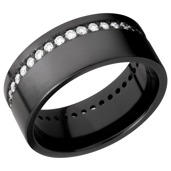 Black Zirconium Men's Ring with Diamond Black Zirconium Men's Wedding Band