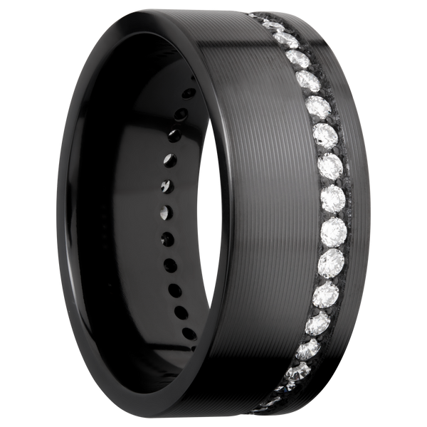 Black Zirconium Men's Ring with Diamond Black Zirconium Men's Wedding Band