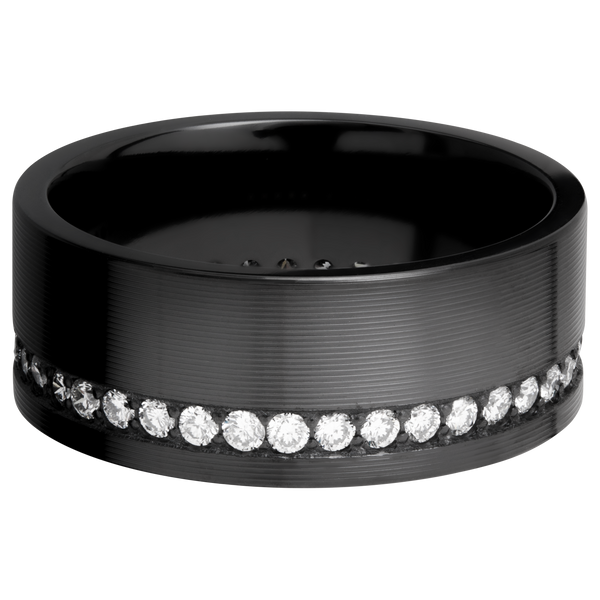 Black Zirconium Men's Ring with Diamond Black Zirconium Men's Wedding Band